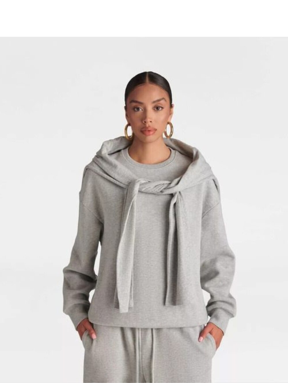 KBB by Kahlana Women's Long Sleeve The Double Layer Crewneck Sweatshirt, Size L